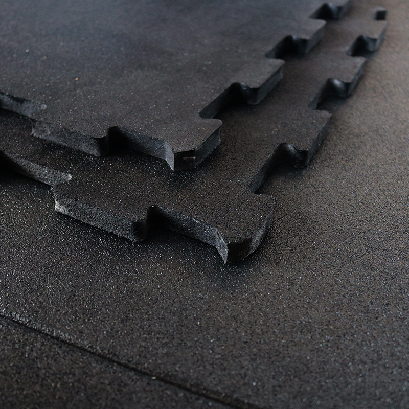 Black Interlocking Rubber Gym Flooring Mat-img4