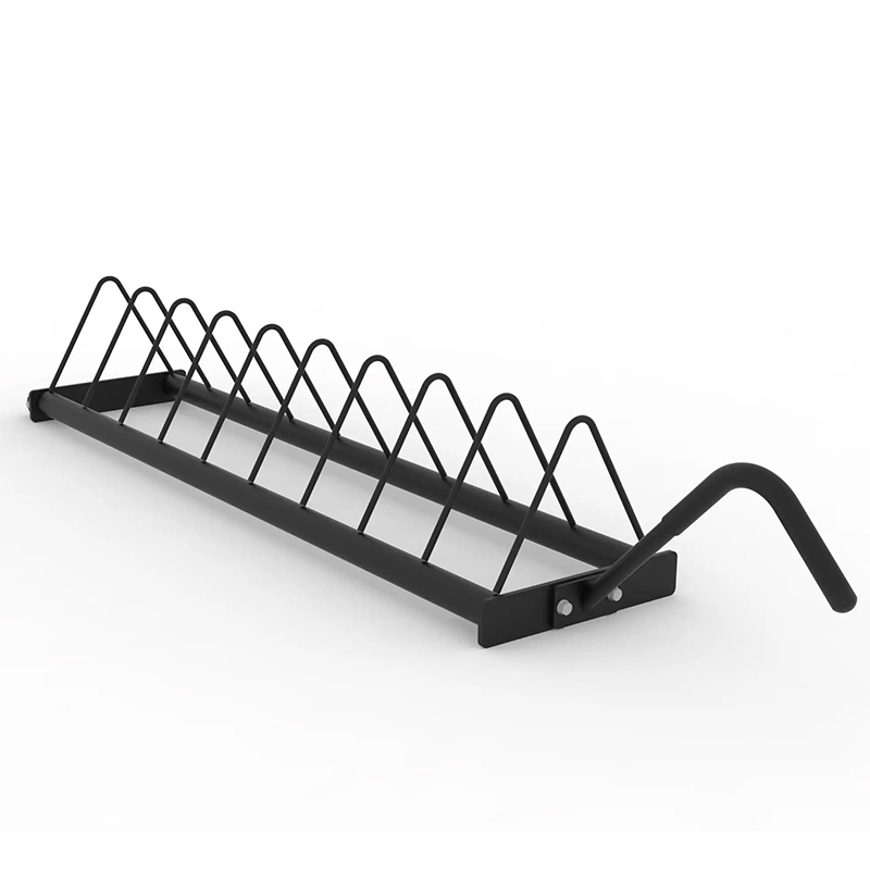 Movable horizontal gym plates storage rack