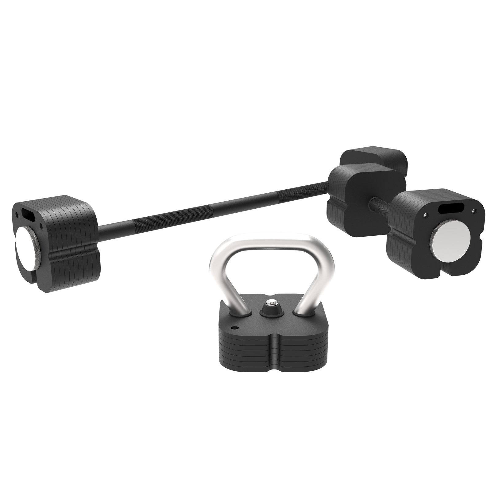 New 3-in-1 Adjustable Dumbbell, Kettlebell, and Barbell Set