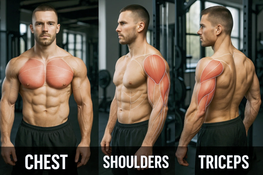 Chest Shoulders and Triceps Workout Set