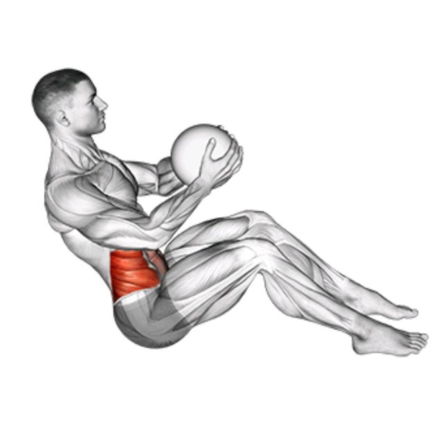 medicine ball rotating boat pose